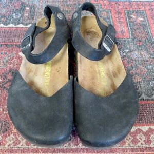Birkenstock Messina Mary Jane Sandals Shoes Clogs Black Leather 40